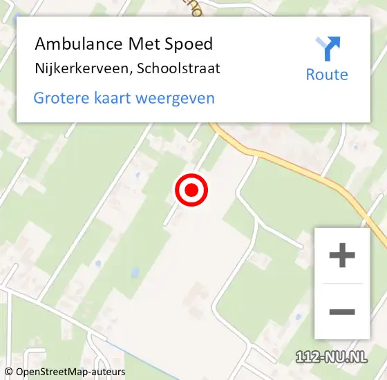 Locatie op kaart van de 112 melding: Ambulance Met Spoed Naar Nijkerkerveen, Schoolstraat op 1 augustus 2022 10:39