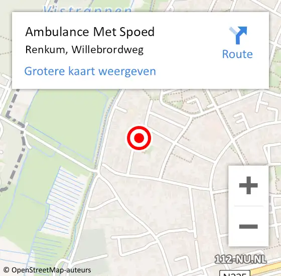 Locatie op kaart van de 112 melding: Ambulance Met Spoed Naar Renkum, Willebrordweg op 1 augustus 2022 10:43