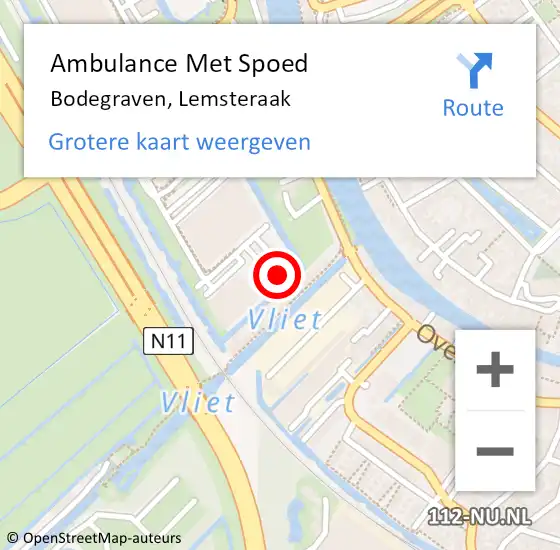 Locatie op kaart van de 112 melding: Ambulance Met Spoed Naar Bodegraven, Lemsteraak op 1 augustus 2022 10:53