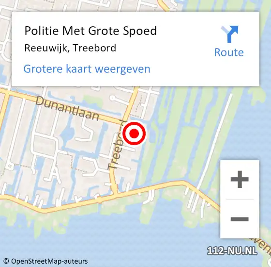 Locatie op kaart van de 112 melding: Politie Met Grote Spoed Naar Reeuwijk, Treebord op 1 augustus 2022 11:02