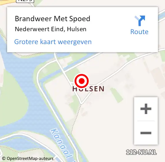 Locatie op kaart van de 112 melding: Brandweer Met Spoed Naar Nederweert Eind, Hulsen op 1 augustus 2022 11:43