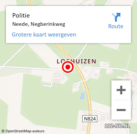 Locatie op kaart van de 112 melding: Politie Neede, Negberinkweg op 1 augustus 2022 11:44