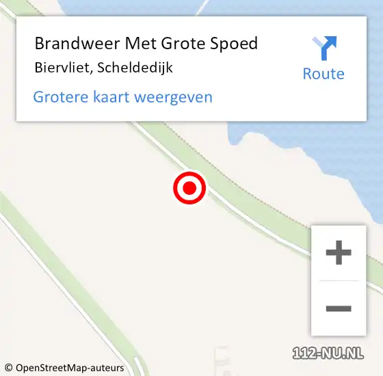 Locatie op kaart van de 112 melding: Brandweer Met Grote Spoed Naar Biervliet, Scheldedijk op 1 augustus 2022 11:46