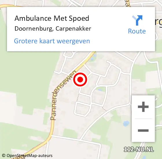 Locatie op kaart van de 112 melding: Ambulance Met Spoed Naar Doornenburg, Carpenakker op 1 augustus 2022 11:58