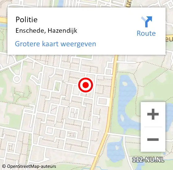 Locatie op kaart van de 112 melding: Politie Enschede, Hazendijk op 1 augustus 2022 12:22