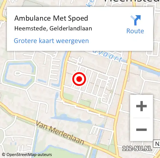 Locatie op kaart van de 112 melding: Ambulance Met Spoed Naar Heemstede, Gelderlandlaan op 1 augustus 2022 13:00