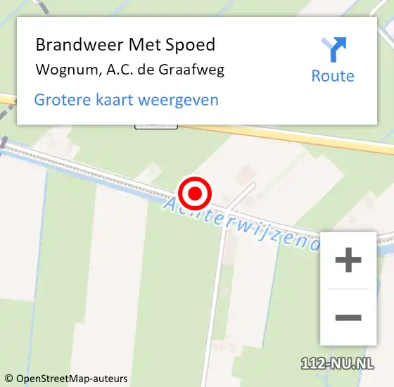 Locatie op kaart van de 112 melding: Brandweer Met Spoed Naar Wognum, A.C. de Graafweg op 1 augustus 2022 13:19