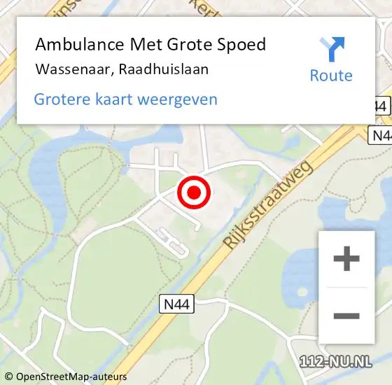 Locatie op kaart van de 112 melding: Ambulance Met Grote Spoed Naar Wassenaar, Raadhuislaan op 1 augustus 2022 13:47