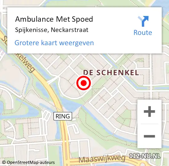 Locatie op kaart van de 112 melding: Ambulance Met Spoed Naar Spijkenisse, Neckarstraat op 1 augustus 2022 13:50