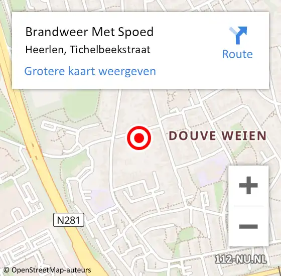 Locatie op kaart van de 112 melding: Brandweer Met Spoed Naar Heerlen, Tichelbeekstraat op 1 augustus 2022 13:54