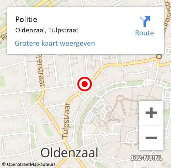 Locatie op kaart van de 112 melding: Politie Oldenzaal, Tulpstraat op 1 augustus 2022 14:16