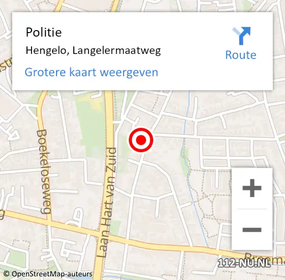 Locatie op kaart van de 112 melding: Politie Hengelo, Langelermaatweg op 1 augustus 2022 14:56