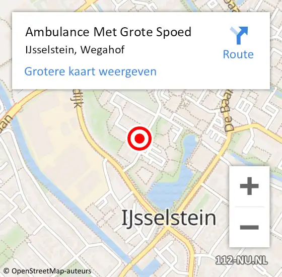 Locatie op kaart van de 112 melding: Ambulance Met Grote Spoed Naar IJsselstein, Wegahof op 25 juli 2014 00:15