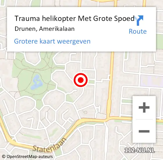 Locatie op kaart van de 112 melding: Trauma helikopter Met Grote Spoed Naar Drunen, Amerikalaan op 1 augustus 2022 15:37