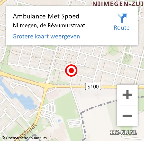 Locatie op kaart van de 112 melding: Ambulance Met Spoed Naar Nijmegen, de Réaumurstraat op 1 augustus 2022 15:44