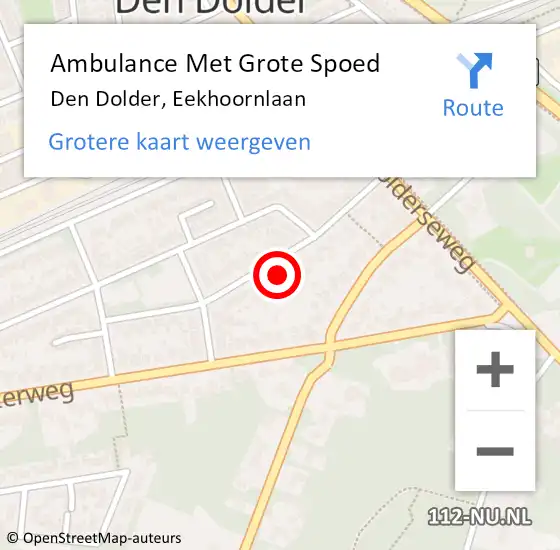 Locatie op kaart van de 112 melding: Ambulance Met Grote Spoed Naar Den Dolder, Eekhoornlaan op 25 juli 2014 00:27