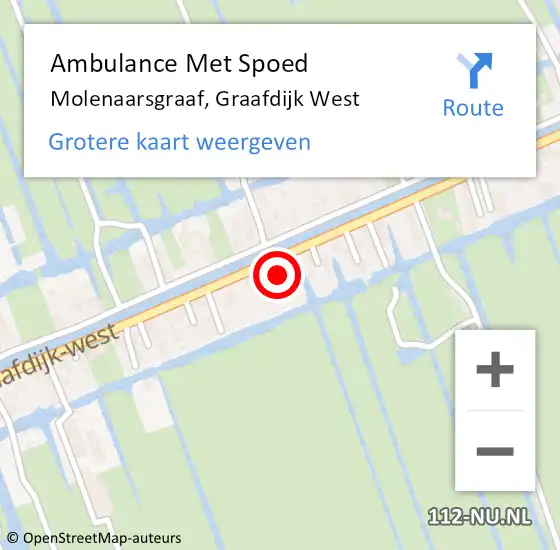 Locatie op kaart van de 112 melding: Ambulance Met Spoed Naar Molenaarsgraaf, Graafdijk West op 25 juli 2014 00:31