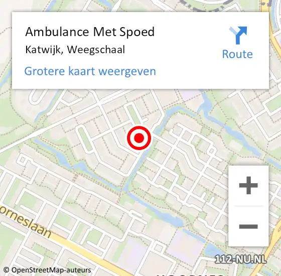 Locatie op kaart van de 112 melding: Ambulance Met Spoed Naar Katwijk, Weegschaal op 1 augustus 2022 15:53