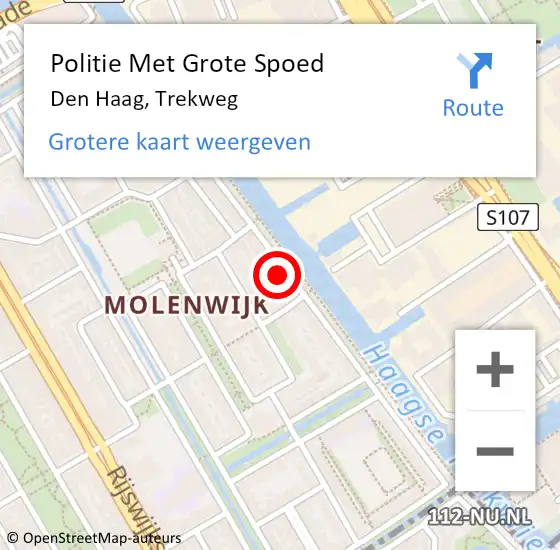 Locatie op kaart van de 112 melding: Politie Met Grote Spoed Naar Den Haag, Trekweg op 1 augustus 2022 16:25