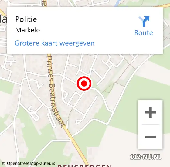 Locatie op kaart van de 112 melding: Politie Markelo op 1 augustus 2022 16:38