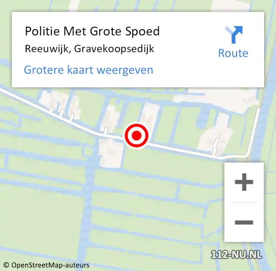 Locatie op kaart van de 112 melding: Politie Met Grote Spoed Naar Reeuwijk, Gravekoopsedijk op 1 augustus 2022 17:38