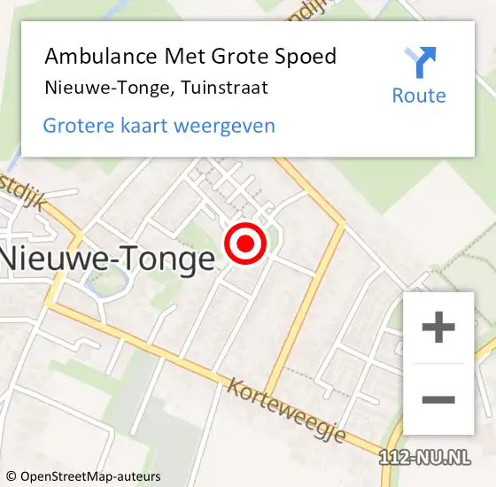 Locatie op kaart van de 112 melding: Ambulance Met Grote Spoed Naar Nieuwe-Tonge, Tuinstraat op 25 juli 2014 01:05