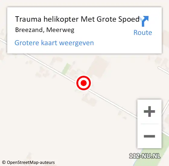 Locatie op kaart van de 112 melding: Trauma helikopter Met Grote Spoed Naar Breezand, Meerweg op 1 augustus 2022 17:59
