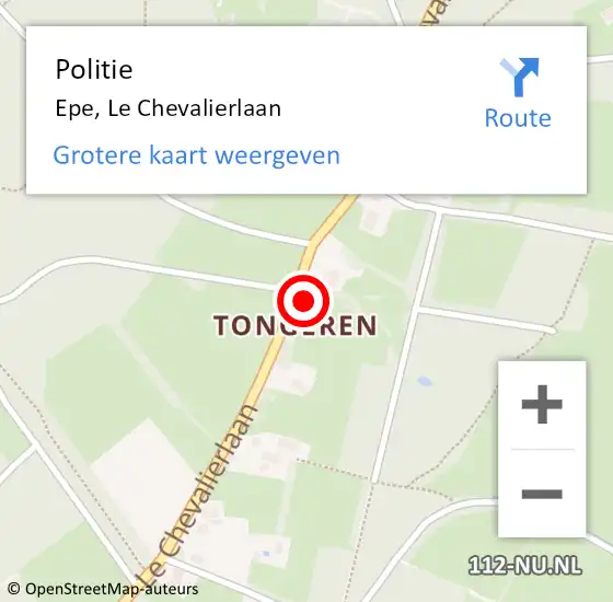 Locatie op kaart van de 112 melding: Politie Epe, Le Chevalierlaan op 1 augustus 2022 18:36