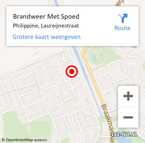 Locatie op kaart van de 112 melding: Brandweer Met Spoed Naar Philippine, Laureijnestraat op 1 augustus 2022 19:00