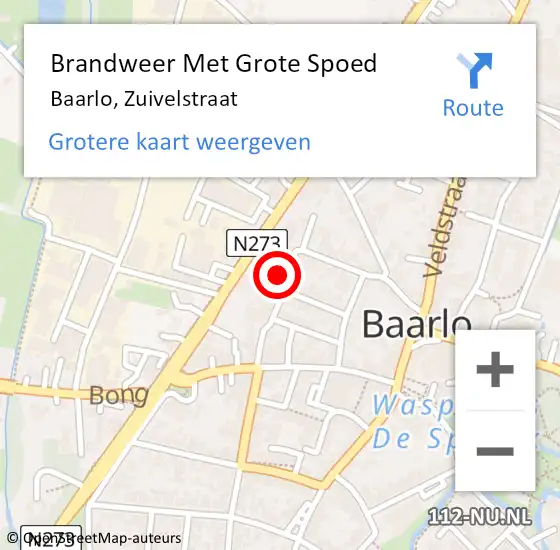Locatie op kaart van de 112 melding: Brandweer Met Grote Spoed Naar Baarlo, Zuivelstraat op 1 augustus 2022 19:00