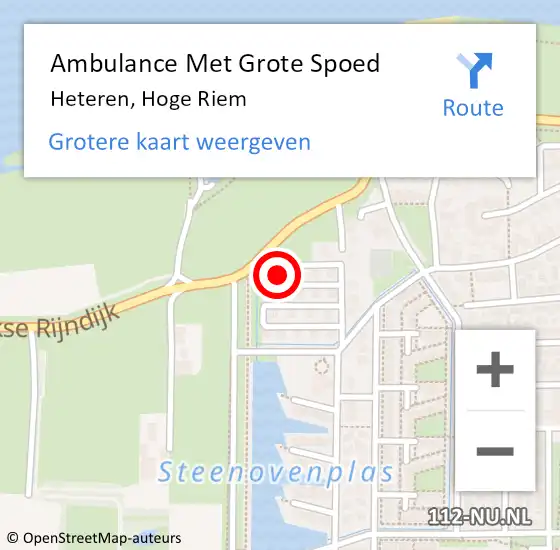 Locatie op kaart van de 112 melding: Ambulance Met Grote Spoed Naar Heteren, Hoge Riem op 1 augustus 2022 19:05