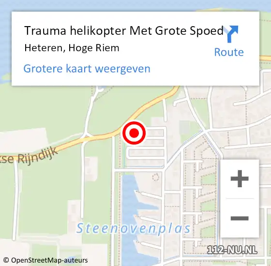 Locatie op kaart van de 112 melding: Trauma helikopter Met Grote Spoed Naar Heteren, Hoge Riem op 1 augustus 2022 19:05