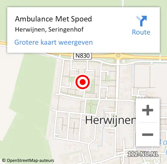 Locatie op kaart van de 112 melding: Ambulance Met Spoed Naar Herwijnen, Seringenhof op 1 augustus 2022 19:23