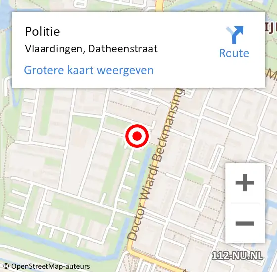 Locatie op kaart van de 112 melding: Politie Vlaardingen, Datheenstraat op 1 augustus 2022 19:24