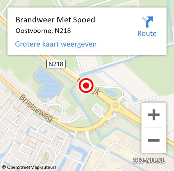 Locatie op kaart van de 112 melding: Brandweer Met Spoed Naar Oostvoorne, N218 op 25 juli 2014 01:37