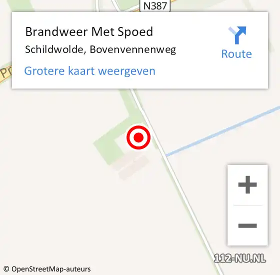 Locatie op kaart van de 112 melding: Brandweer Met Spoed Naar Schildwolde, Bovenvennenweg op 1 augustus 2022 20:47