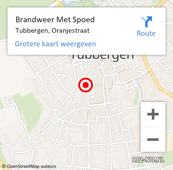 Locatie op kaart van de 112 melding: Brandweer Met Spoed Naar Tubbergen, Oranjestraat op 1 augustus 2022 20:49