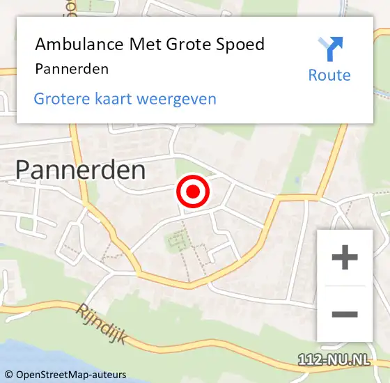 Locatie op kaart van de 112 melding: Ambulance Met Grote Spoed Naar Pannerden op 1 augustus 2022 21:11