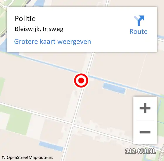 Locatie op kaart van de 112 melding: Politie Bleiswijk, Irisweg op 1 augustus 2022 21:31