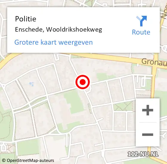 Locatie op kaart van de 112 melding: Politie Enschede, Wooldrikshoekweg op 1 augustus 2022 21:40