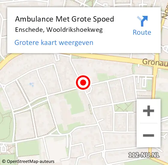 Locatie op kaart van de 112 melding: Ambulance Met Grote Spoed Naar Enschede, Wooldrikshoekweg op 1 augustus 2022 21:44
