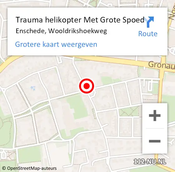 Locatie op kaart van de 112 melding: Trauma helikopter Met Grote Spoed Naar Enschede, Wooldrikshoekweg op 1 augustus 2022 21:44