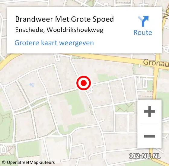 Locatie op kaart van de 112 melding: Brandweer Met Grote Spoed Naar Enschede, Wooldrikshoekweg op 1 augustus 2022 21:44