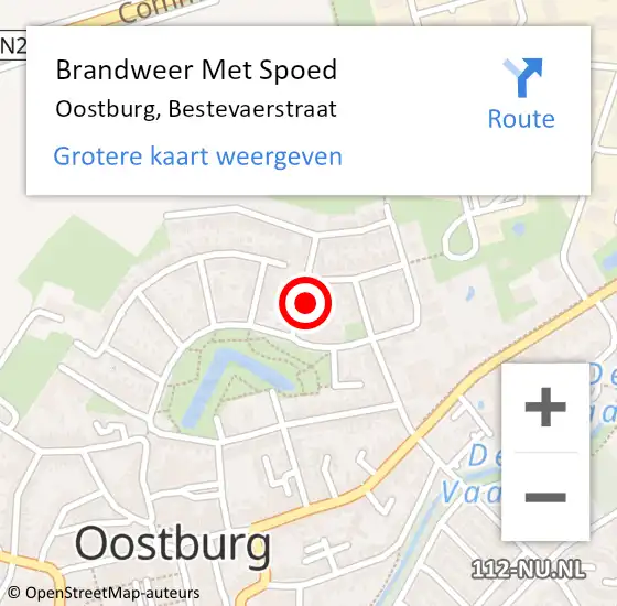 Locatie op kaart van de 112 melding: Brandweer Met Spoed Naar Oostburg, Bestevaerstraat op 1 augustus 2022 21:51