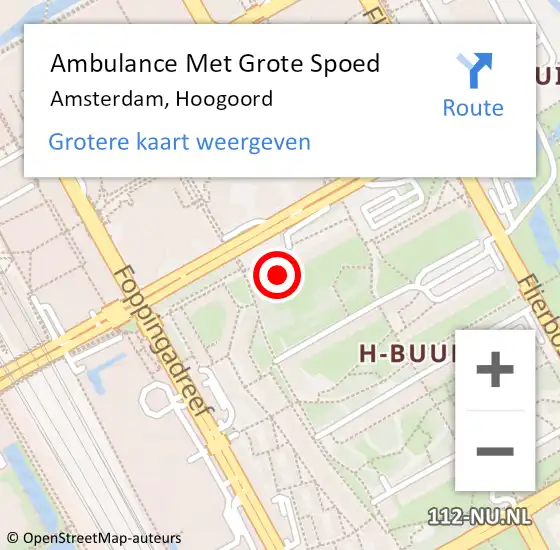 Locatie op kaart van de 112 melding: Ambulance Met Grote Spoed Naar Amsterdam-Zuidoost, Hoogoord op 1 augustus 2022 21:57