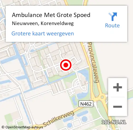 Locatie op kaart van de 112 melding: Ambulance Met Grote Spoed Naar Nieuwveen, Korenveldweg op 1 augustus 2022 23:01