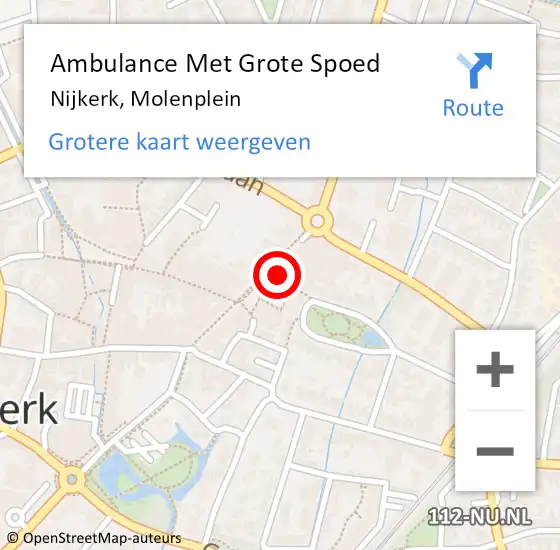 Locatie op kaart van de 112 melding: Ambulance Met Grote Spoed Naar Nijkerk, Molenplein op 1 augustus 2022 23:43