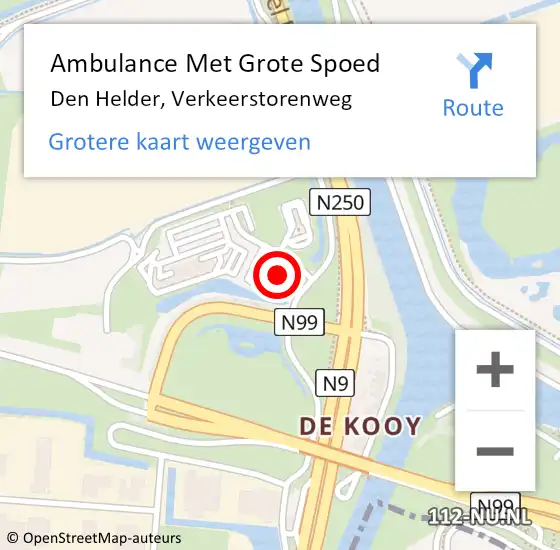 Locatie op kaart van de 112 melding: Ambulance Met Grote Spoed Naar Den Helder, Verkeerstorenweg op 2 augustus 2022 00:09