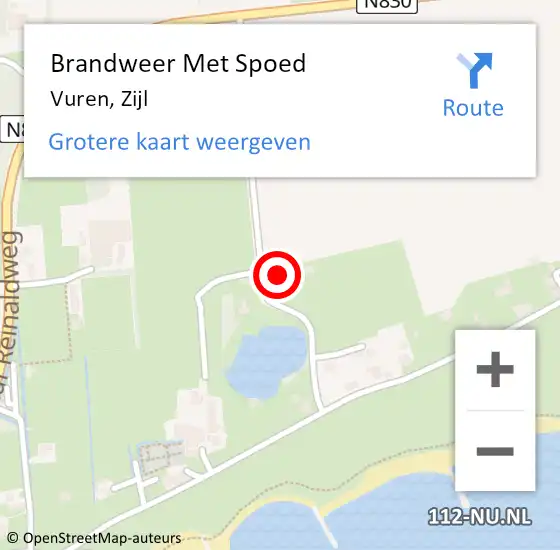 Locatie op kaart van de 112 melding: Brandweer Met Spoed Naar Vuren, Zijl op 2 augustus 2022 00:24