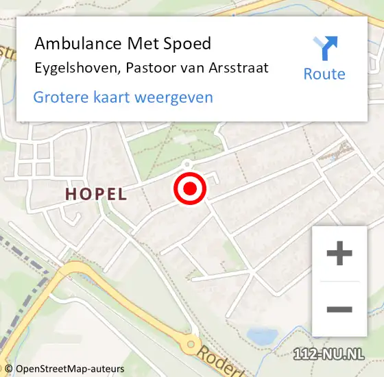 Locatie op kaart van de 112 melding: Ambulance Met Spoed Naar Eygelshoven, Pastoor van Arsstraat op 25 juli 2014 02:34